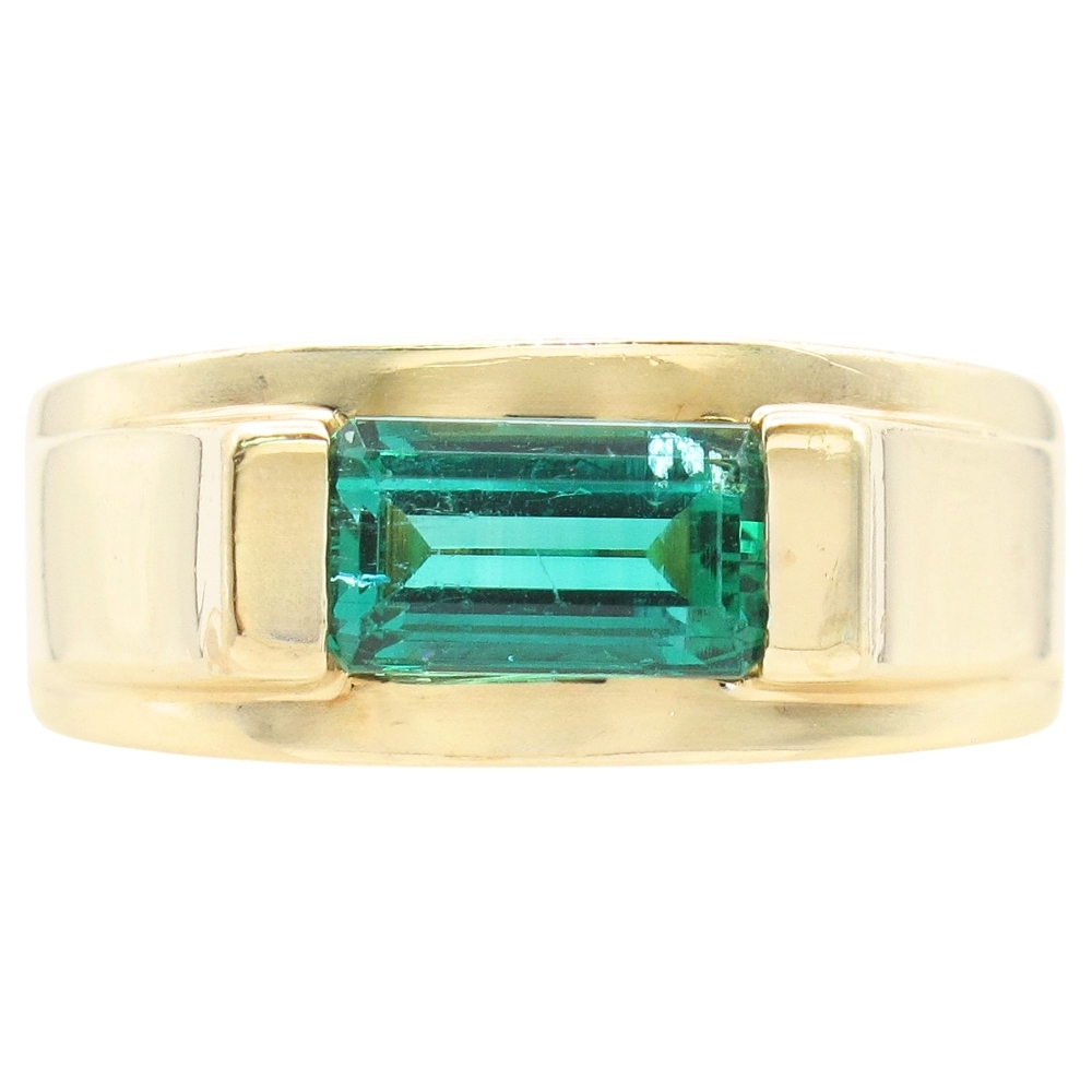 0.9ct Emerald East West Band Ring 14K Gold
