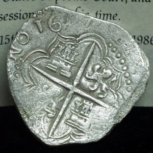 1617 Atocha Shipwreck 8 Reales Full Date Grade 2 CoA