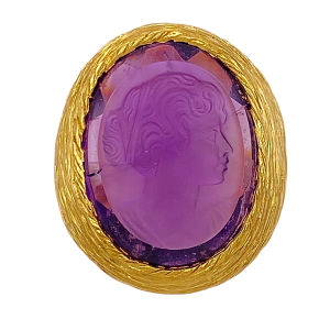 18KYG Tolero Itlay Amethyst Intaglio Ring Alt View