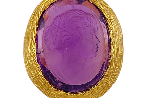18KYG Tolero Itlay Amethyst Intaglio Ring Alt View
