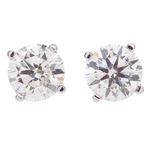 3.00 carat Round Brilliant Natural Diamond Stud Earrings Closeup I1 J