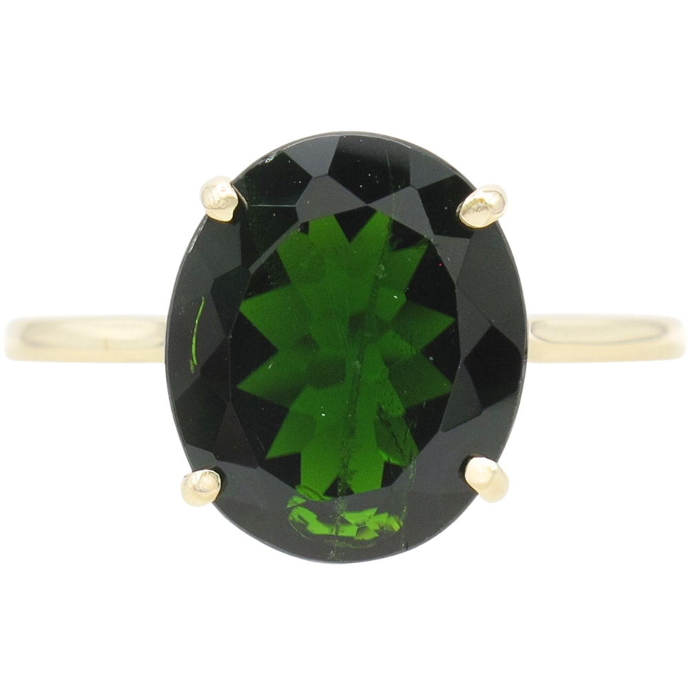 3.1ct Green Tourmaline Solitaire Ring 10K Gold