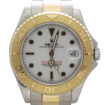 Pre-Owned Rolex 35MM Yachtmaster Midsize White Dial (1997) Two Tone #68623