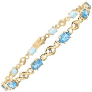 5.8ctw Blue Topaz Bracelet 14K Gold front
