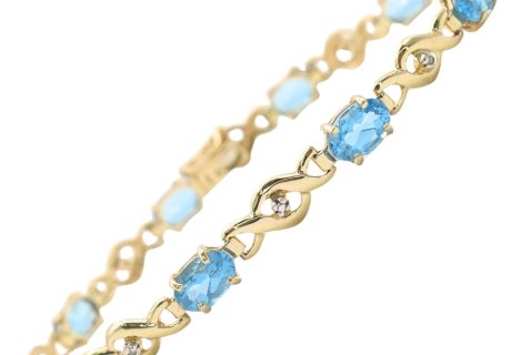 5.8ctw Blue Topaz Bracelet 14K Gold front