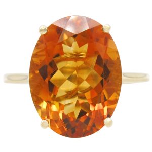 8.75ct Oval Citrine Solitaire Ring 10K Gold front
