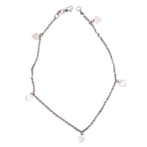 Alternating Heart Anklet 18k White Gold