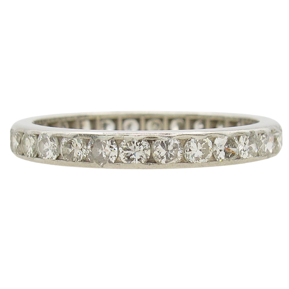Art Deco 0.85ctw Diamond Eternity Platinum Wedding Band