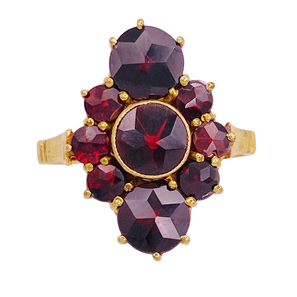 Vintage Bohemian Garnet Ring 14K Gold 3.93 Carat TW Germany