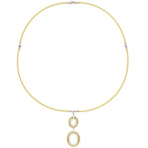 Charriol 0.19ctw Diamond Cable Necklace 18K Gold & Steel full front