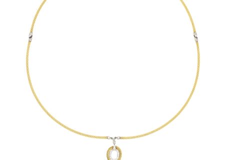 Charriol 0.19ctw Diamond Cable Necklace 18K Gold & Steel full front