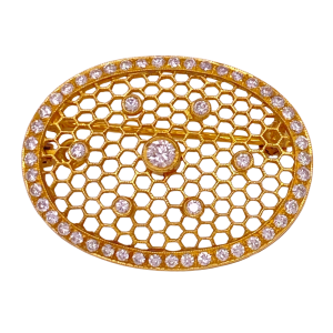 Diamond Honeycomb Pendant Brooch 14KYG