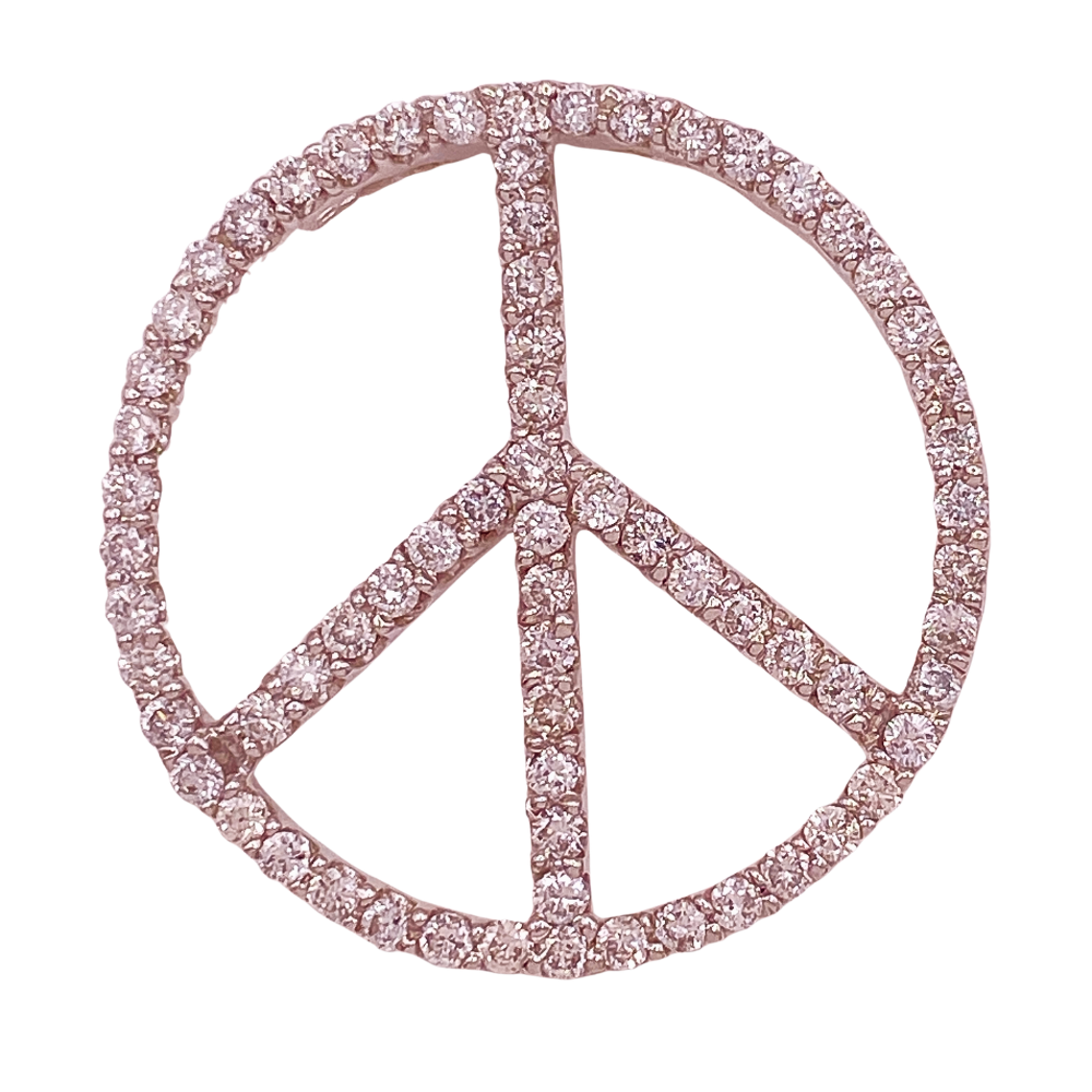 Diamond Peace Sign Pendant .69 Carat TW 14K White Gold