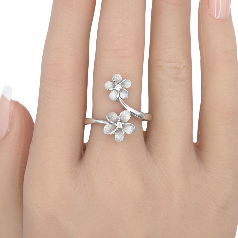 AVM DESIGN ROOM FLOWER　リング　14号 Buy Diamond Plumeria Flower Bypass Ring 14K White Gold Online