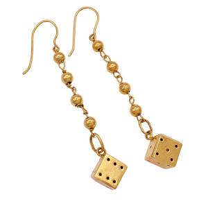 Dice Dangle Earrings 14KYG