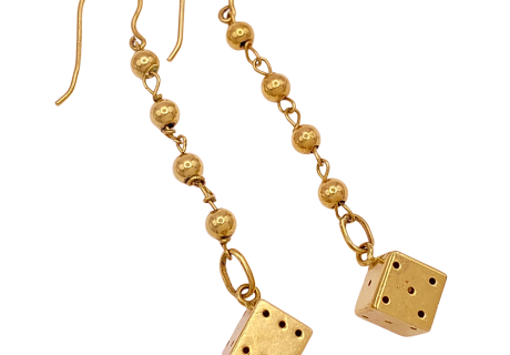 Dice Dangle Earrings 14KYG
