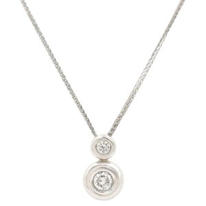 Double Bezel 0.18ctw Diamond Pendant Necklace Platinum front