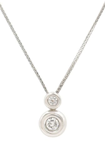 Double Bezel 0.18ctw Diamond Pendant Necklace Platinum