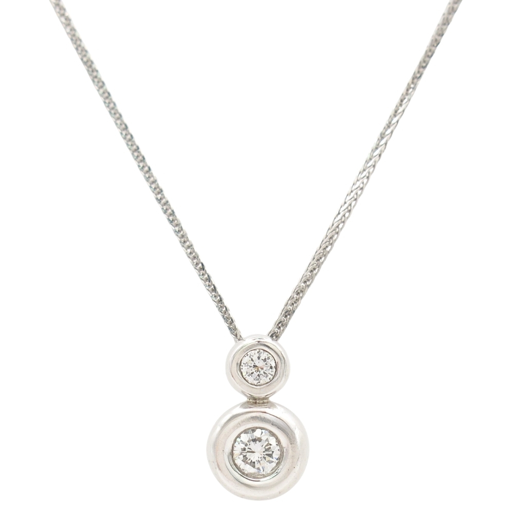 Double Bezel 0.18ctw Diamond Pendant Necklace Platinum