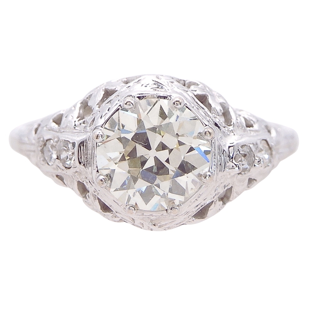 Edwardian 1.29ctw European Diamond Platinum Engagement Ring
