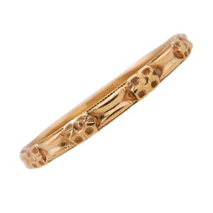 Edwardian Concave Floral Alternating Pattern Band 14k Gold