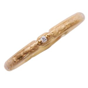 Edwardian Engraved Diamond Band Yellow Gold 0.05ctw