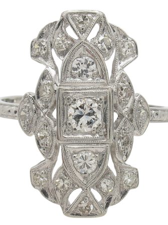 Art Deco Elongated 0.48ctw Diamond Ring Platinum