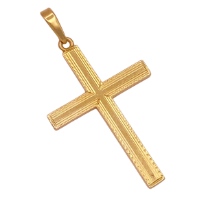 Embossed Cross Pendant 14KYG