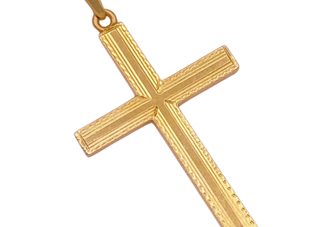 Embossed Cross Pendant 14KYG