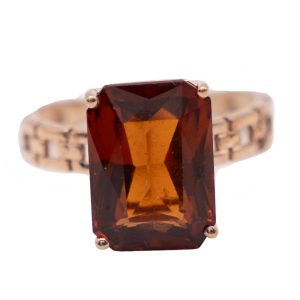 Emerald Cut Madeira Citrine Decorative Links 10k Yellow Gold 4.49g