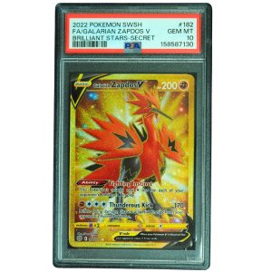 Galarian Zapdos V #182_172 Brilliant Stars SR Holo PSA 10 Pokemon Card Front
