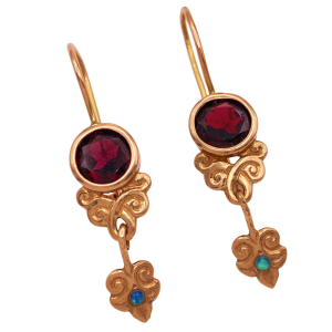 Garnet Opal Dangle Earrings 14K Rose Gold
