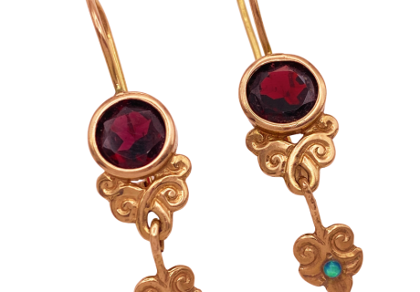 Garnet Opal Dangle Earrings 14K Rose Gold