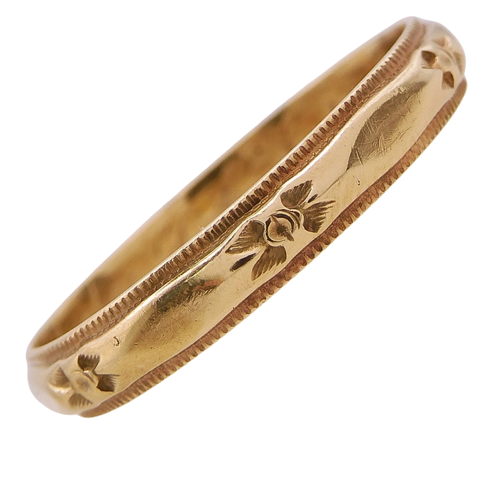 Vintage Men’s Engraved Wedding Band 14k Gold