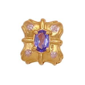 Iolite & Diamond Slide Charm 14K