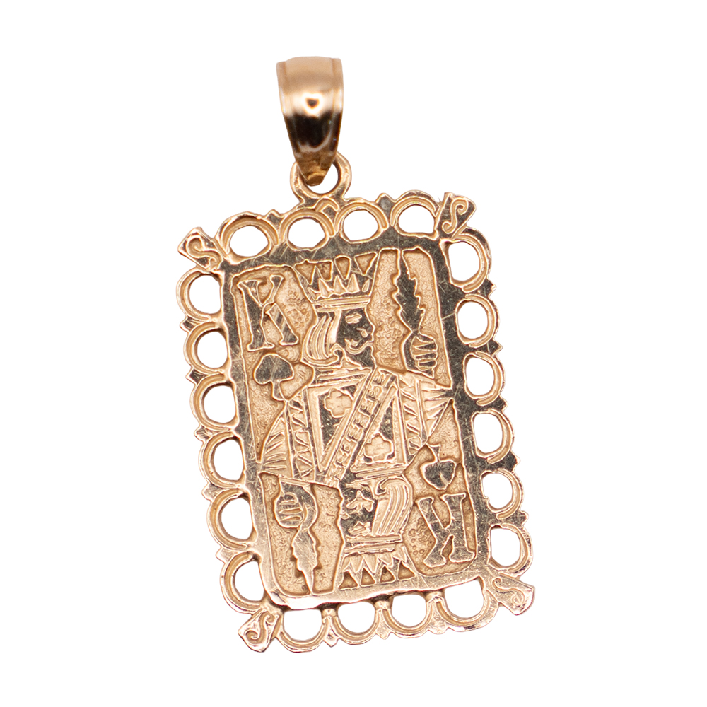 King of Spades Card Pendant 14k Yellow Gold
