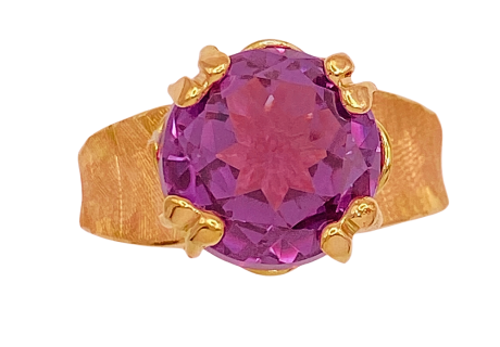 Lab Alexandrite Vintage Ring 14KRG