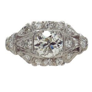Old European Diamond Art Deco Engagement Ring 1.25 carat Platinum GIA Certified
