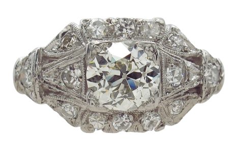 Old European Diamond Art Deco Engagement Ring 1.25 carat Platinum GIA Certified