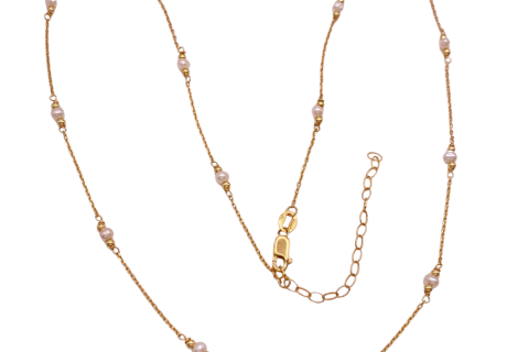 Pearl Station Necklace 18K