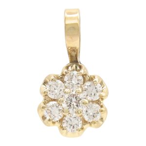 Petite 0.21ctw Diamond Cluster Pendant 14K Gold front