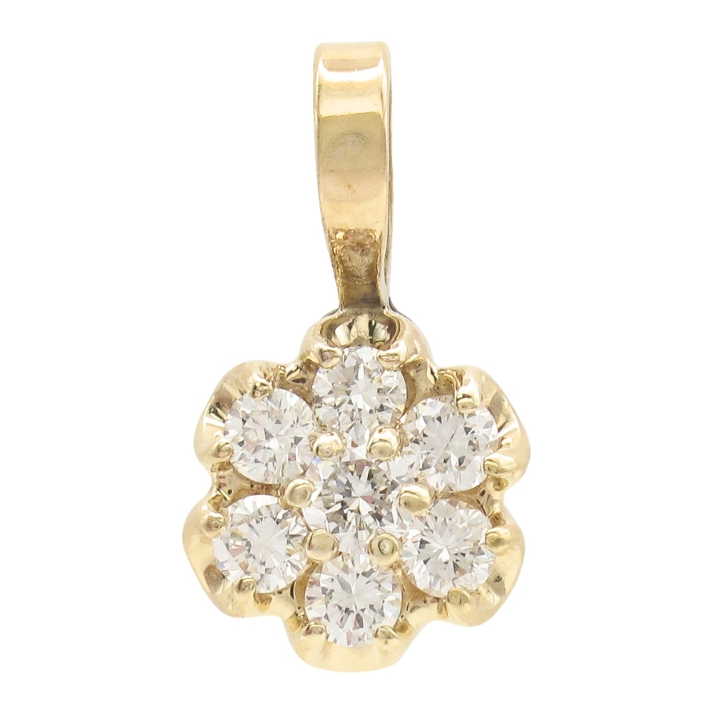 Petite 0.21ctw Diamond Cluster Pendant 14K Gold
