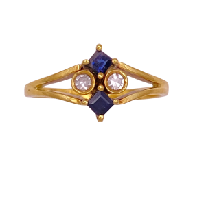 Petite Sapphire Diamond ring 18KYG