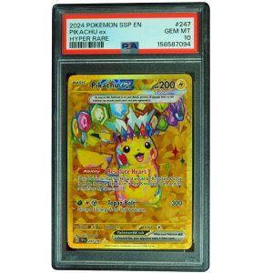 Pikachu ex #247_191 Surging Sparks HR Holo PSA 10 Pokemon Card Front