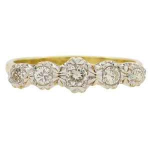 Platinum 18k Vintage Five Diamond Band
