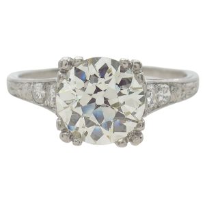 Platinum Art Deco 1.75 Old European Diamond Engagement Ring GIA certified