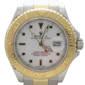 Pre-Owned Rolex 40MM Yachtmaster White Dial (Circa 2010) Two Tone #16623