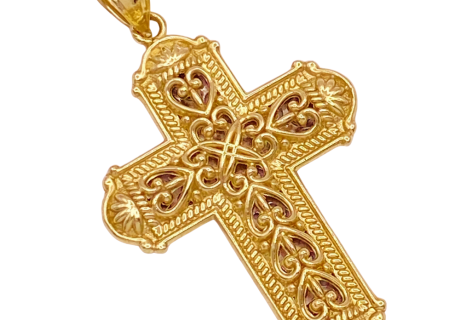 Reversible Cross Pendant 14K Two-Tone Gold