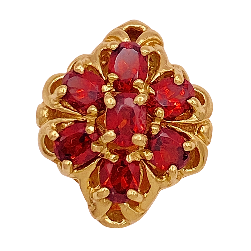 Victorian Revival Slide Charm 14K Gold Garnet Cluster 2.10 Carat TW