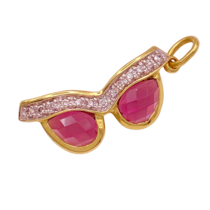 Rose Colored Glasses Jeweled Charm 14K